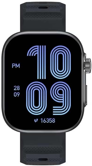ساعة ذكية O23 بشاشة ال سي دي 2.02 بوصة مقاومة للخدش ومدة تشغيل البطارية 7 أيام ومعدل نبضات القلب ومساعد صوتي بالذكاء الاصطناعي ومراقبة الأكسجين في الدم ومقاومة للماء بمعيار IP68 من اي تيل لون أسود