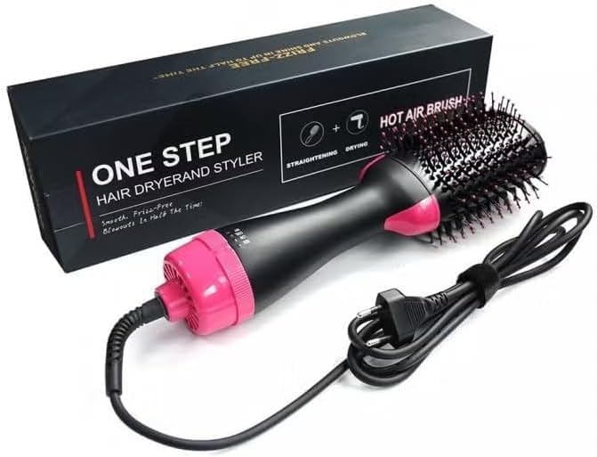 مجفف ومصفف شعر كهربائي بتصميم فرشاة ون ستيب بقوة 1200W، 3 في 1 لتجفيف وفرد وتصفيف مناسب للشعر