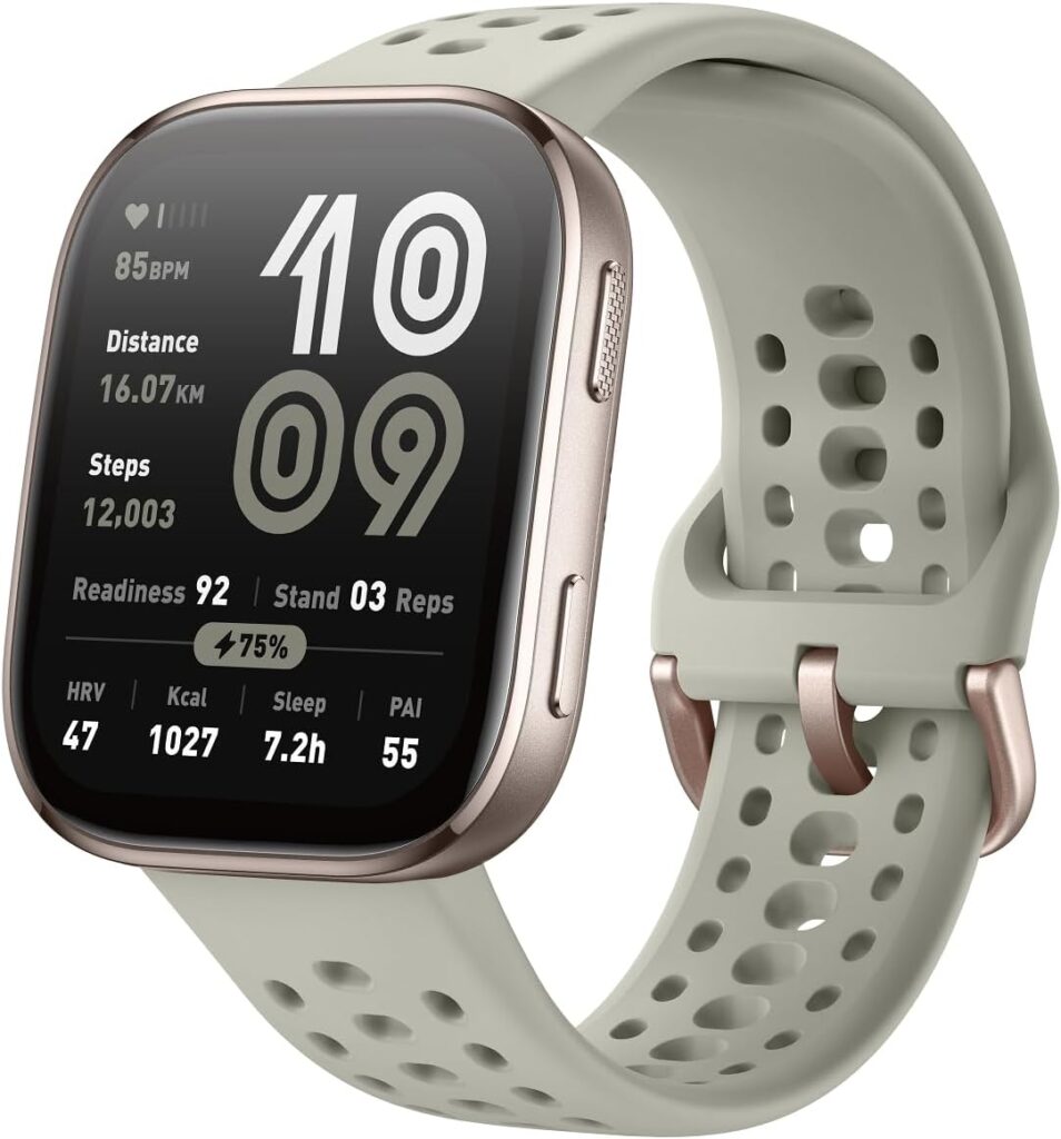 ساعة ذكية امازفيت بيب 6 46 ملم ببطارية 14 يوم وشاشة اموليد 1.97 بوصة وGPS وخرائط مجانية وذكاء اصطناعي ومكالمات ورسائل بلوتوث وتتبع الصحة/اللياقة/النوم، أكثر من 140 وضع تمرين، مقاومة للماء 5 بار، ستون