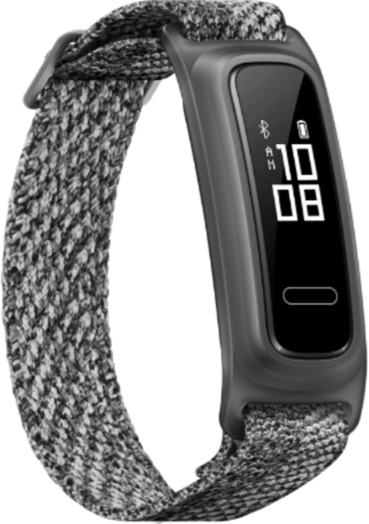 سوار Band 4e الذكي، جهاز تتبع لياقة بدنية بتصميم الارتداء على الحذاء ووضع كرة السلة، عمر بطارية أسبوعين، مقاومة للماء 5ATM، مستشعر حركة بـ6 محاور، توجيه احترافي للجري من هواوي، لون رمادي (Misty Grey)