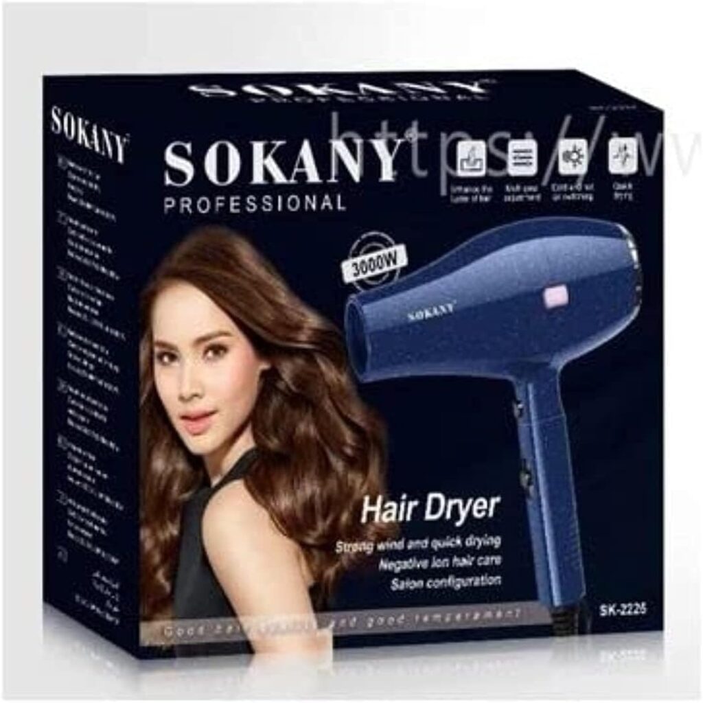مجفف شعر من سوكاني SK-2227 بسرعتين واعدادي حرارة 3000 واط، أسود، 100