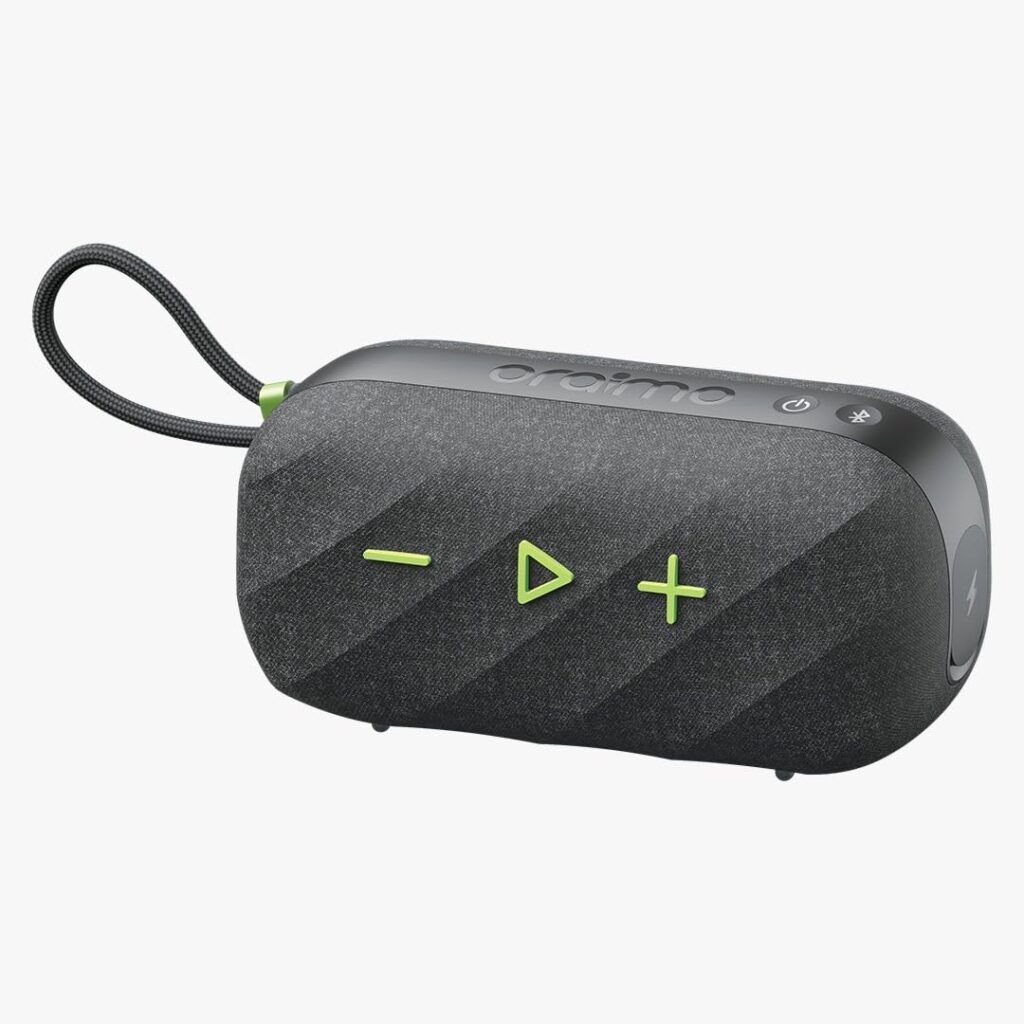 مكبر صوت OBS-680-BK سبيس بوكس بلوتوث لاسلكي 25W محمول خارجي مع هافي باس™ وراديو اف ام ومعادل مخصص واقتران ستيريو مقاوم للماء والغبار بتصنيف IP55 ووقت تشغيل 14 ساعة من اورايمو، أسود
