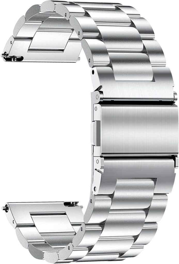 TStrap Metal Watch Strap – Quick Release Watch Straps for Men Women – Brushed Solid Stainless Steel Smart Watch Bracelet – Ladies Replacement Band Clasp Buckle – 16mm 18mm 19mm 20mm 21mm 22mm 24mm