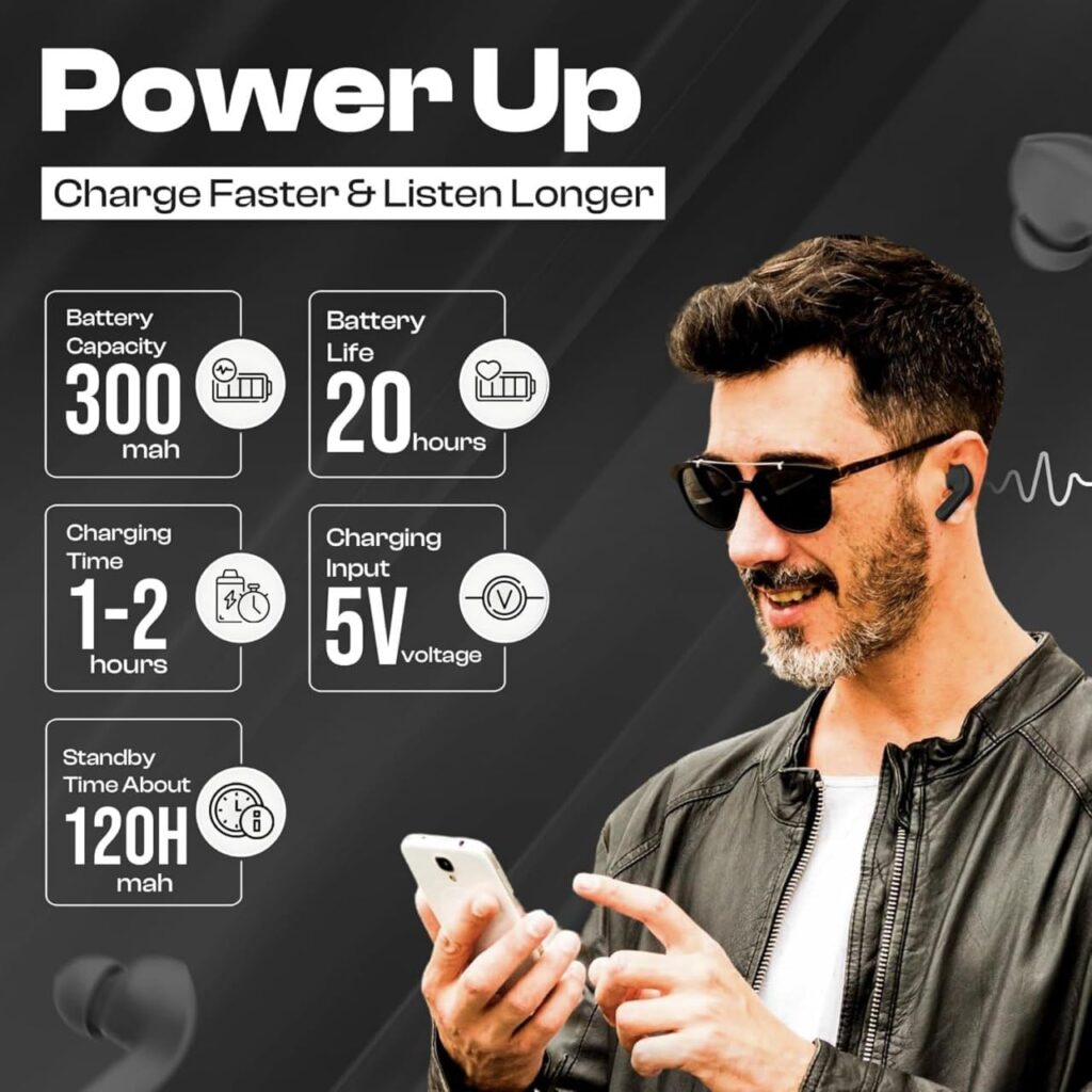 سماعات Earbuds بلوتوث الجيل الجديد من (Air39 و Air31)عازلة للضوضاء داخل الأذن لاسلكية – سماعة ويرلس تحكم باللمس متوافقة مع ايفون واندرويد (Black_1)